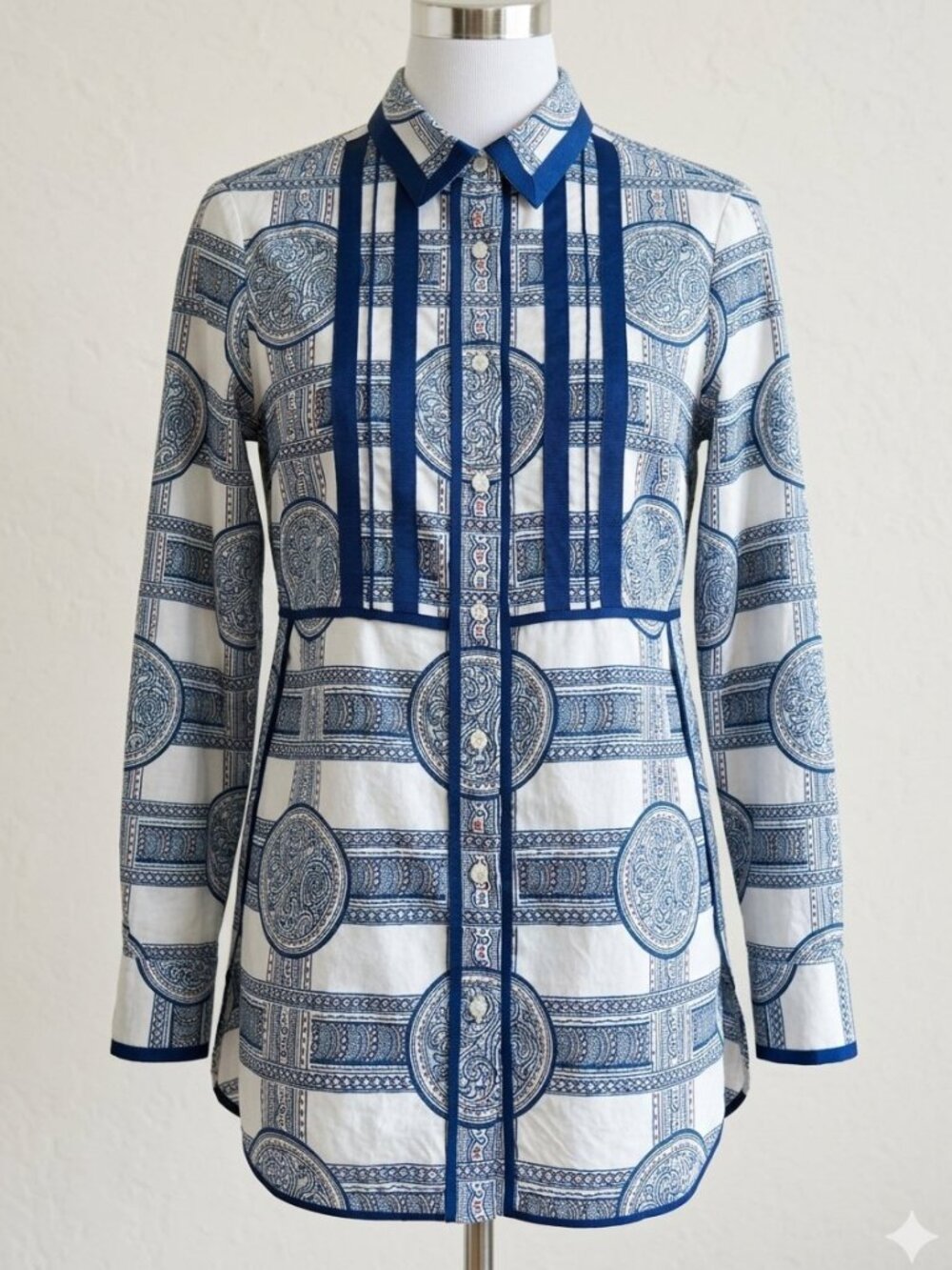 Brooks Brothers Porcelain Print Tulip-Hem Shirt